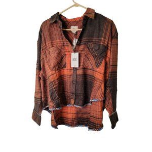 BDG Urban Outfitters Size Large Womens Top Karl Slouchy Plaid Flannel Shirt NWT